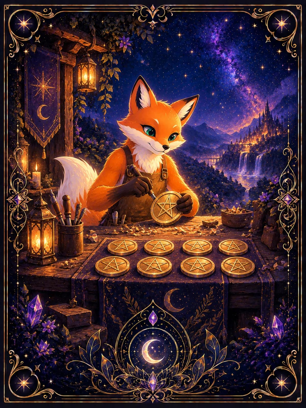 Eight of Pentacles tarot card