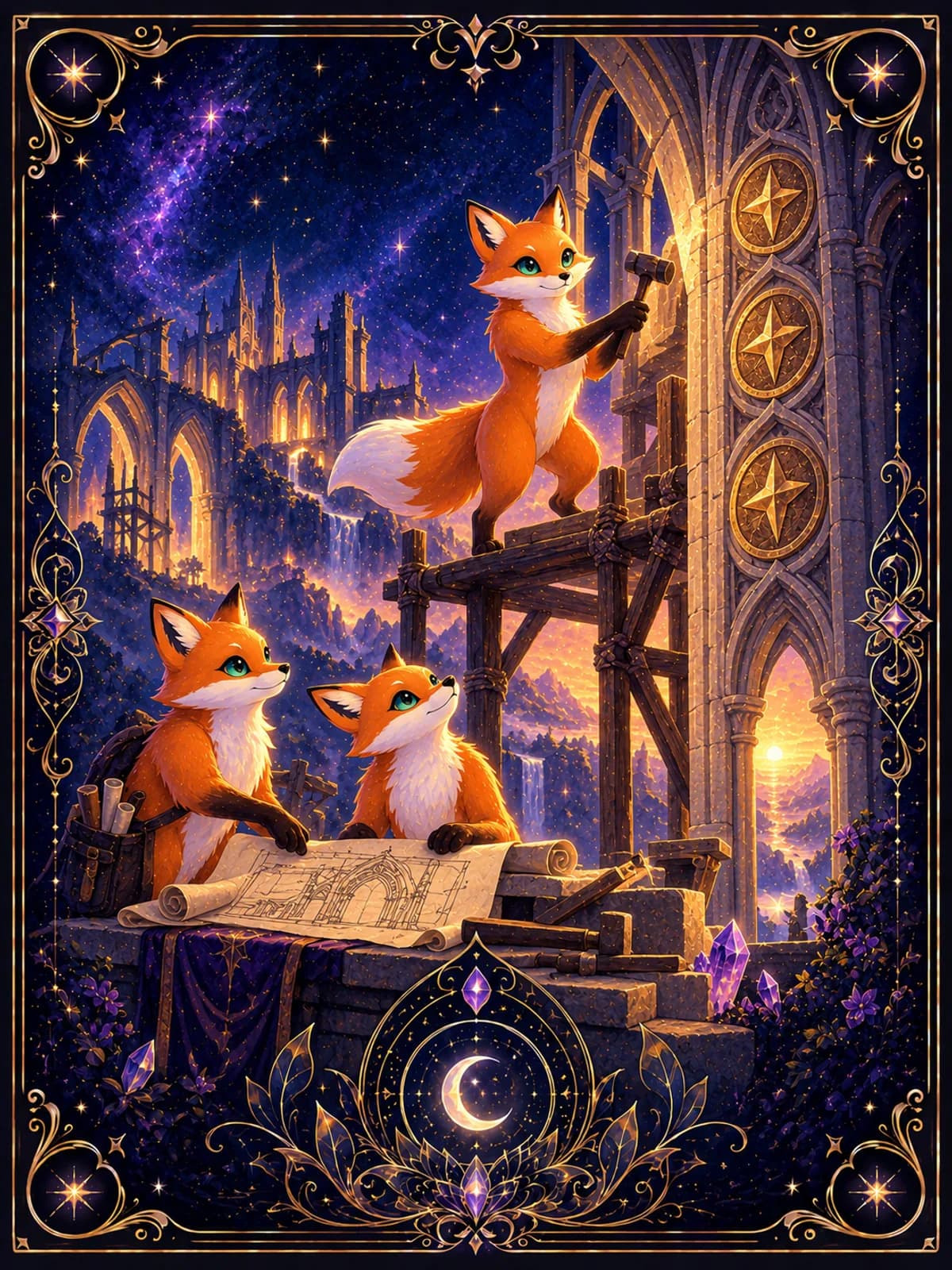 Three of Pentacles tarot card